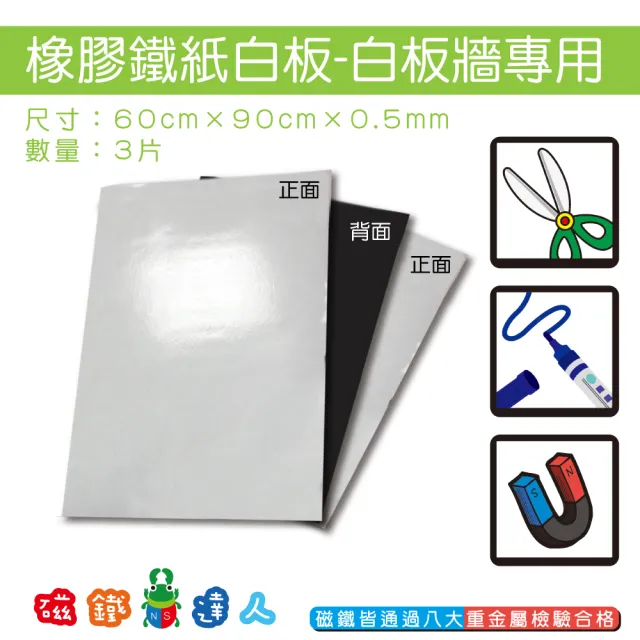 【磁鐵達人】白板牆3片入-60X90cm(膠條 鐵紙 白板牆 幼兒專用 塗鴉 學習)