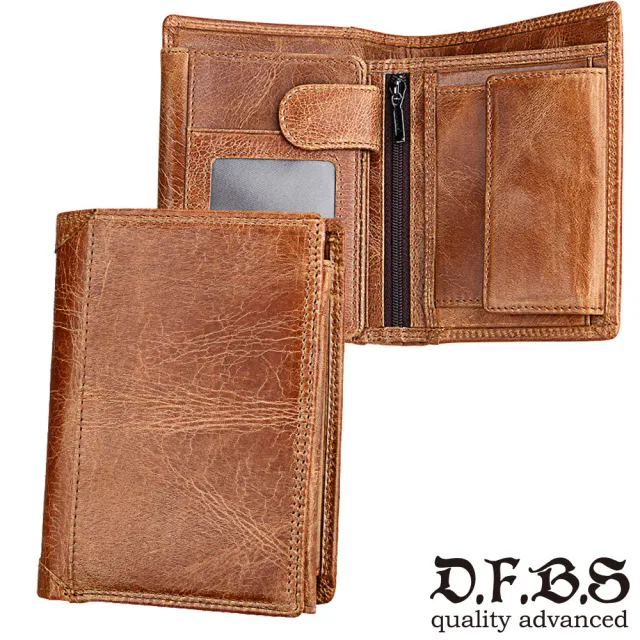 【DF BAGSCHOOL】雙11  商務型男專屬多收納牛皮款短夾-共2色