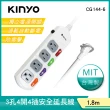【KINYO】4開4插安全延長線1.8M(CG144-6)
