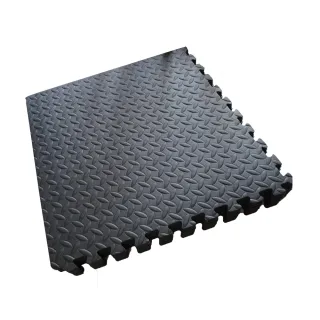 【Abuns】工業風鐵板紋62CM黑色大巧拼地墊-附收邊條(48片裝-適用5.5坪)