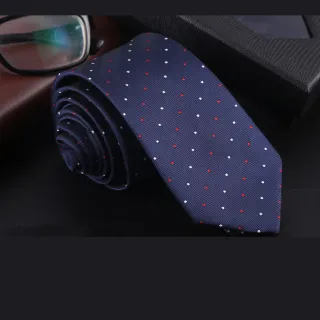 【拉福】領帶中窄版領帶6cm領帶拉鍊領帶(紅白點)