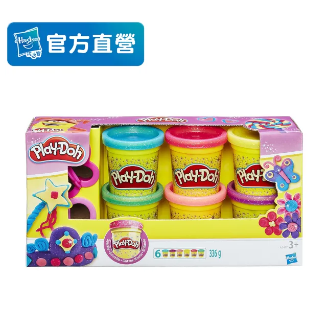 【PLAYDOH 培樂多】補充罐系列-閃亮黏土六色黏土組 A5417(兒童無毒黏土玩具/益智玩具/兒童手作/禮物)