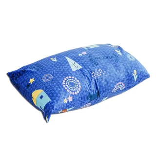 【米夢家居】夢想家園系列-100%精梳純棉信封式標準枕通用布套(深夢藍二入)