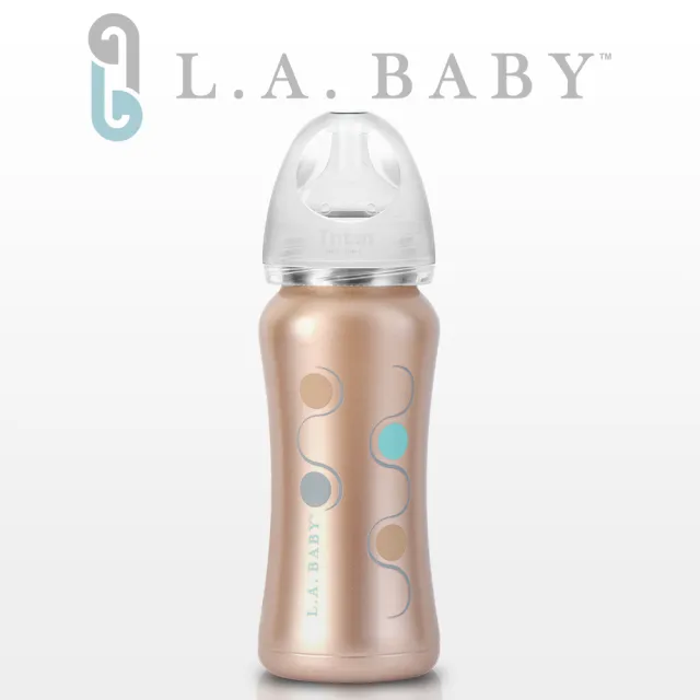 【美國L.A. Baby】超輕量醫療級316不鏽鋼保溫奶瓶 9oz(香檳金)