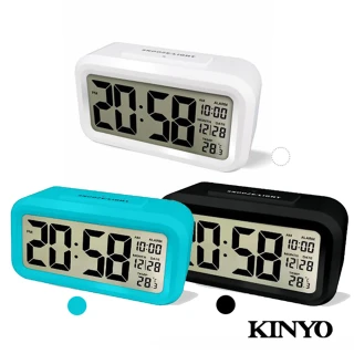 【KINYO】中型數字光控電子鐘/鬧鐘(夜間自動背光)