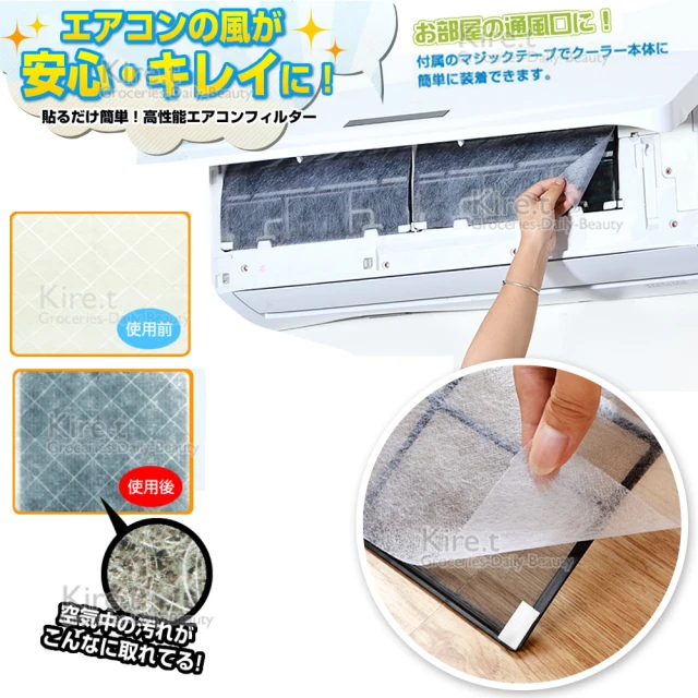 【kiret】日本 冷氣空調 過濾網 空氣清淨濾紙 防塵網-超值6入 贈黏膠(過濾棉 防塵濾紙 防塵網)