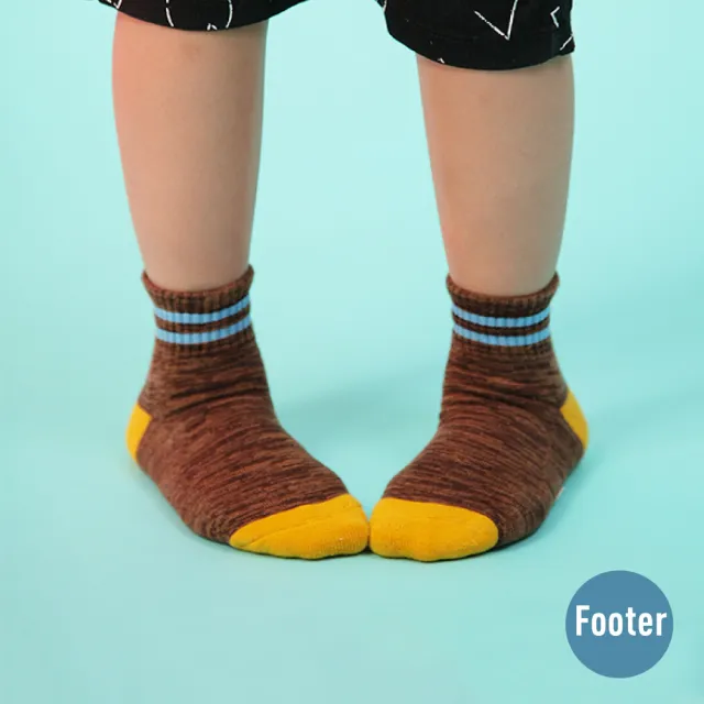 【FOOTER除臭襪】兒童撞色運動氣墊襪-童款-全厚底(ZH86L-咖啡)