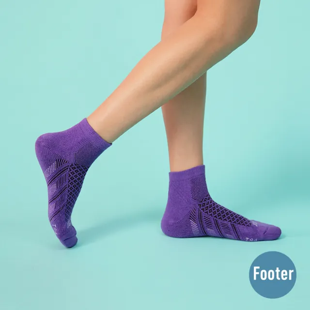 【Footer除臭襪】輕壓力氣墊機能襪-女款-全厚底(T94-紫)