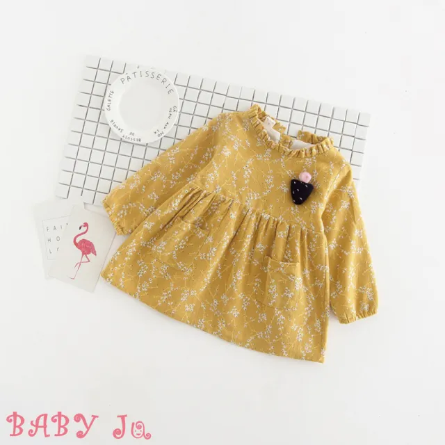 【BABY Ju 寶貝啾】韓系公主長袖洋裝(粉色 / 黃色)