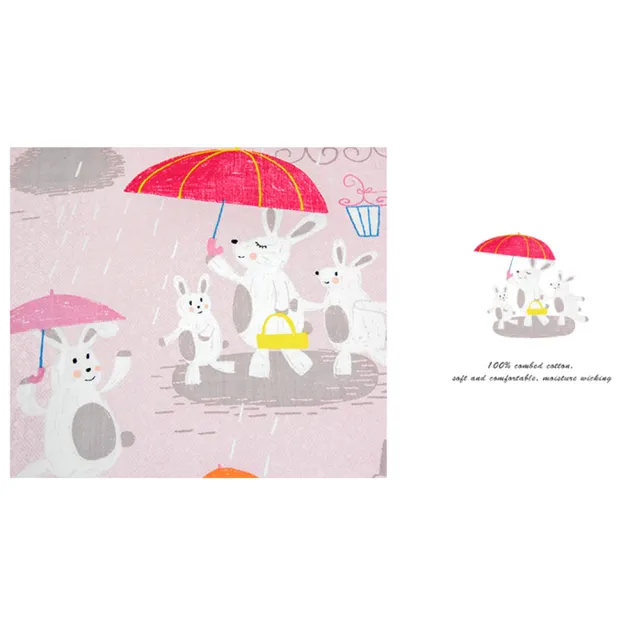 【Fotex芙特斯】兔兔嘉年華粉紅-雙人5尺床包組 含二件成人枕套(100%精梳棉床包組)