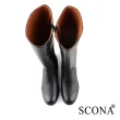 【SCONA 蘇格南】全真皮 經典簡約率性長靴(黑色 8784-1)