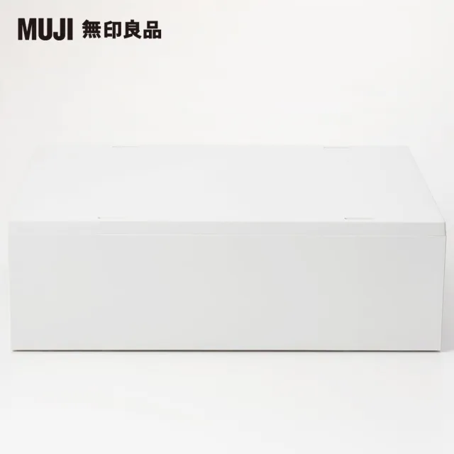 【MUJI 無印良品】PP盒/淺型/2格/附隔板/正反疊/白灰