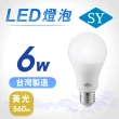 【SY 聲億科技】6W  LED 高效能廣角燈泡-6入(CNS版)
