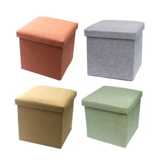 【AWANA】大方形簡約麻布可折疊收納椅凳(四色可選)