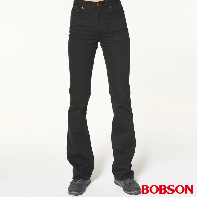 【BOBSON】男款低腰喇叭褲(黑灰1696-87)