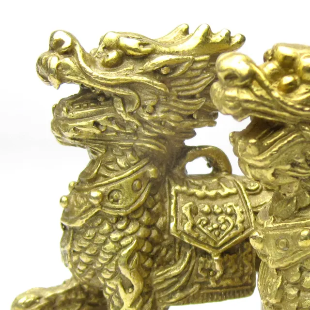 【開運工場】75mm吉祥富瑞銅鑄麒麟組(含木底座)