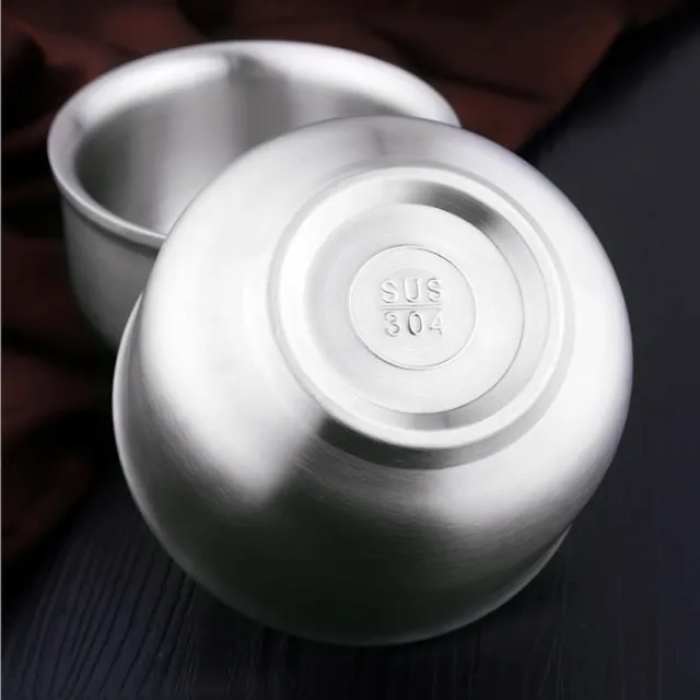 【PUSH!】餐具304不鏽鋼碗防摔防燙飯碗雙層加厚泡麵碗湯碗14.5CM(E108-2)