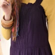 【Gennies 奇妮】可愛小花苞褶飾吊帶洋裝(紫G2401)