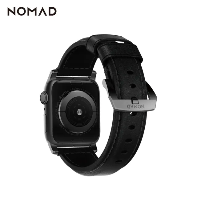 【美國NOMAD】Apple Watch 45/44/42mm專用HORWEEN質樸黑皮革錶帶(Apple Watch 全系列適用)