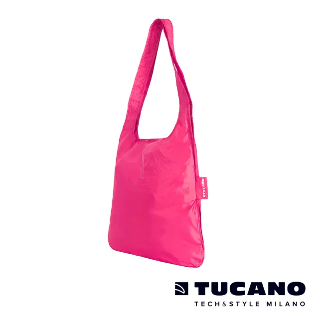 【TUCANO】雙11 COMPATTO 超輕量折疊收納簡便購物袋(粉紅)