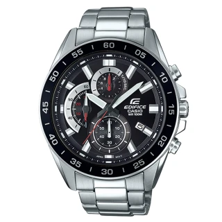 【CASIO 卡西歐】三眼計時賽車男錶 不鏽鋼錶帶 黑X銀 防水100米 日期顯示(EFV-550D-1A)