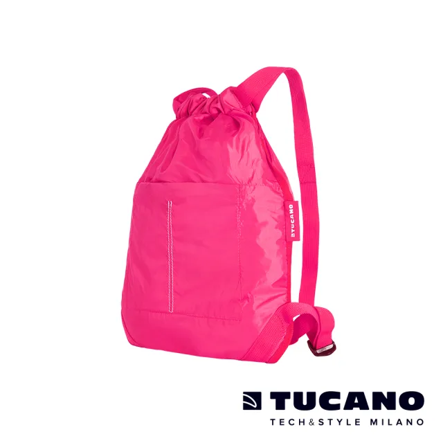 【TUCANO】雙11 COMPATTO 超輕量折疊收納防水包 束口袋(粉紅)
