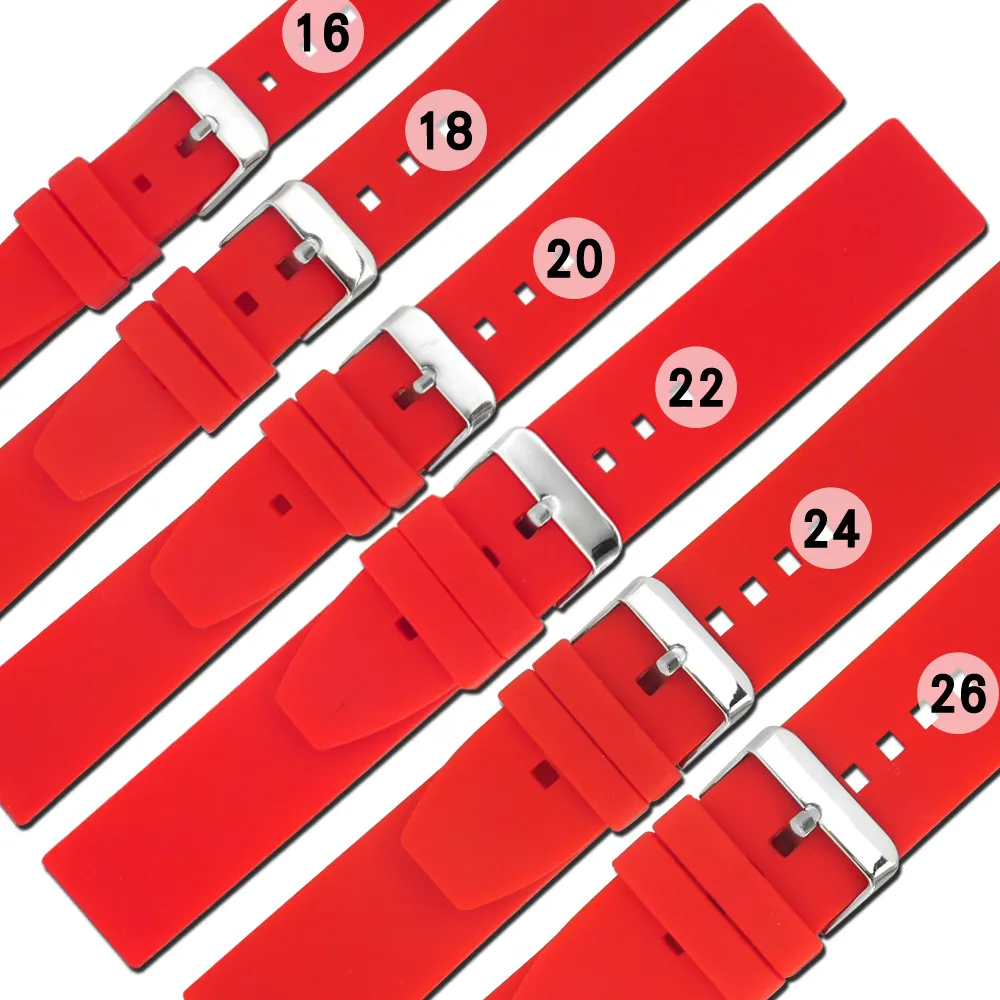 【Watchband】舒適耐用輕便運動型矽膠錶帶(紅色)