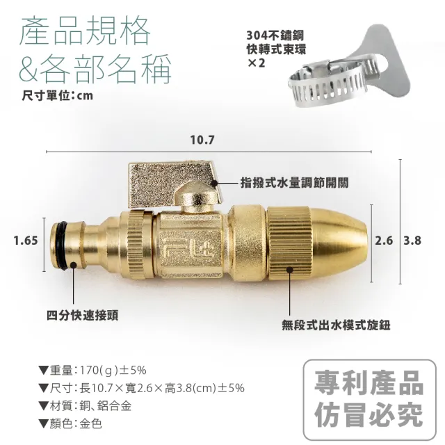 【FL 生活+】金鎗客神級無堅不摧無段式高壓噴射水柱槍(FL-103)