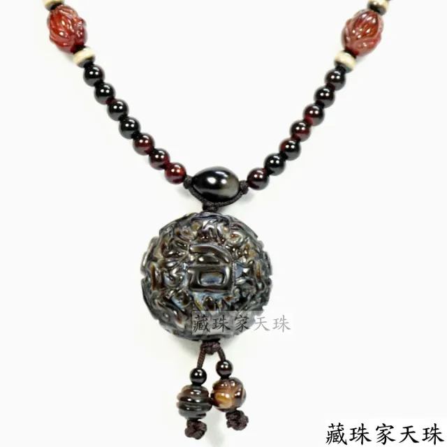 【藏珠家】精品33mm鈣化老礦財咒天眼天珠項鍊