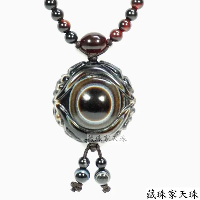【藏珠家】精品38mm財咒天眼+大手印天珠項鍊