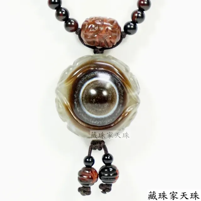 【藏珠家】精品37mm財咒天眼+大手印天珠項鍊