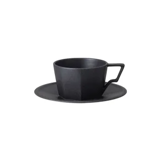 【Kinto】OCT八角陶瓷杯盤組300ml 黑