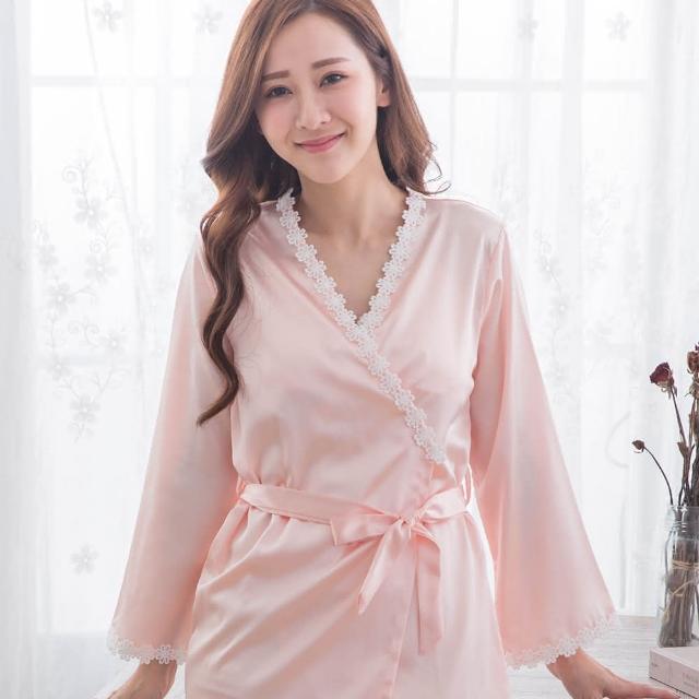 【Beauty’s Secret】柔情魅惑絲綢感2件式居家睡衣裙洋裝 桔 