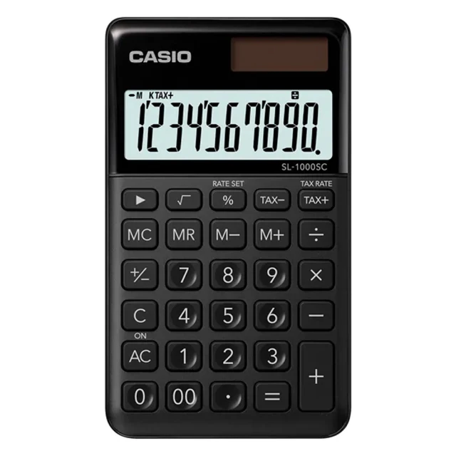 【CASIO 卡西歐】10位元璀璨晶耀攜帶型計算機-宇宙黑(SL-1000SC-BK)