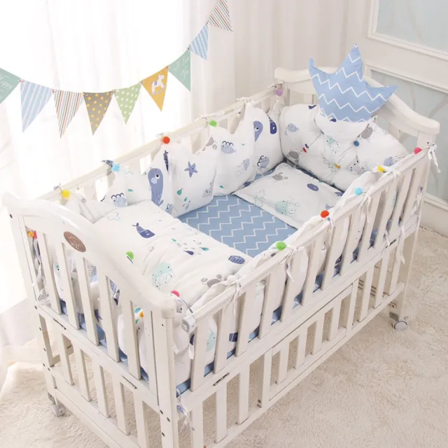 【HABABY】【環安】嬰兒床專用-四面床圍+床單(適用 長x寬120cmx65cm嬰兒床型  嬰兒床床包、嬰兒床床單)