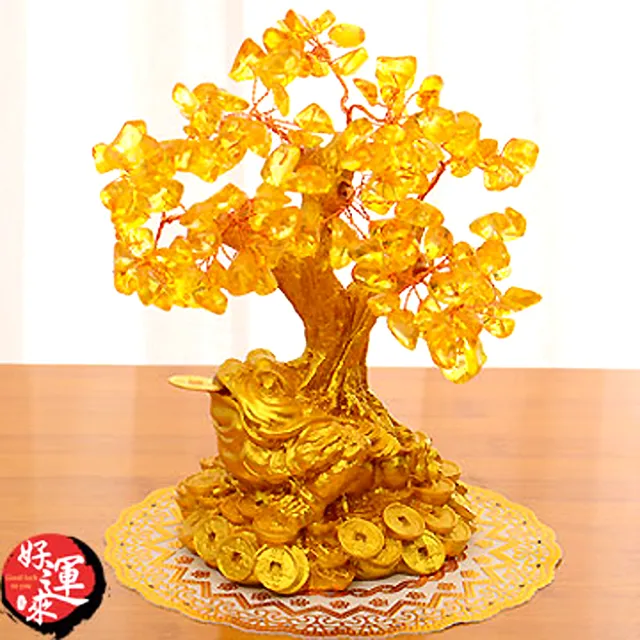 好運旺旺來】招財樹發財樹-金蟾黃水晶-小號高16cm - momo購物網- 好評