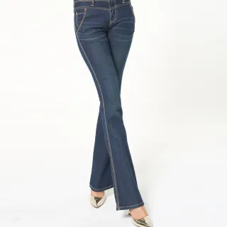 【BOBSON】女款低腰伸縮小喇叭褲(947-53)