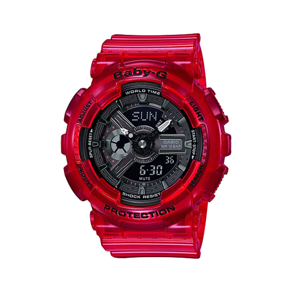 【CASIO 卡西歐】BABY G 雙顯女錶 樹脂錶帶 防水 世界時間(BA-110CR-4A)
