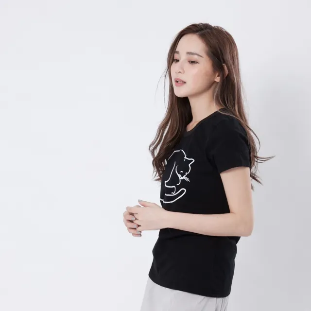 【so that’s me 好我】貓咪愛睡覺短袖蜜桃棉女Tee(合身版型蜜桃棉舒適手感)