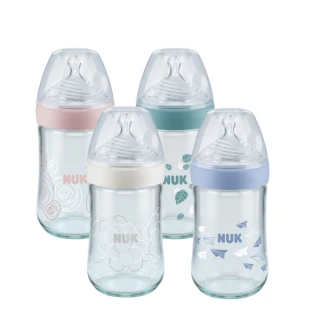 【NUK 官方直營】自然母感PP奶瓶260ml-附1號中圓洞矽膠奶嘴6m+(顏色隨機出貨)