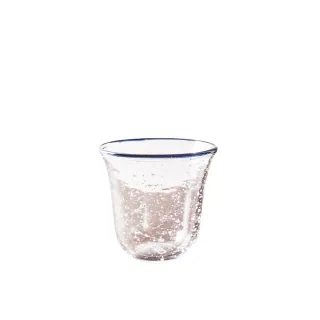 【3,co】手工氣泡感玻璃杯-藍邊(小)
