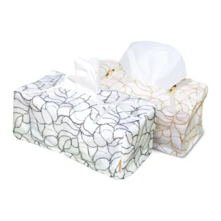 【LASSLEY】典雅刺繡-抽取式衛生紙套-平面盒(面紙 盒套 紙巾 金 銀 ALBANI 德國進口 台灣製造)