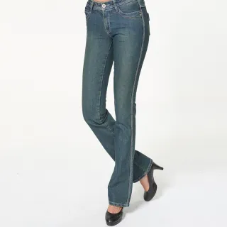 【BOBSON】女款彈性小喇叭褲(9055-77)