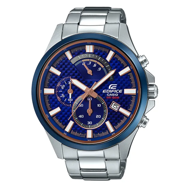 【CASIO 卡西歐】三眼賽車男錶 不鏽鋼錶帶 防水100米 日期顯示(EFV-530DB-2A)