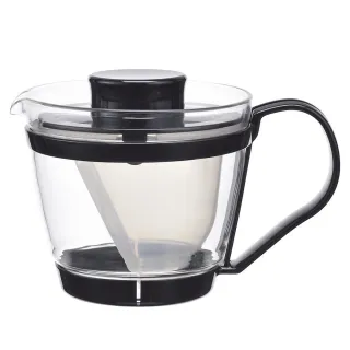 【iwaki】日本品牌耐熱玻璃沖茶器/茶壺-附濾茶網(黑色-400ml)