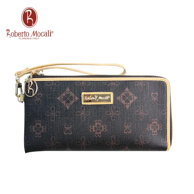 【Roberto Mocali】雙11 黑金12卡L口拉鍊長夾(RM-63209)