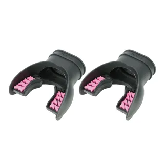 【AQUATEC】MP-900 潛水雙色矽膠咬嘴 黑粉色 2入組(潛水咬嘴 矽膠咬嘴)