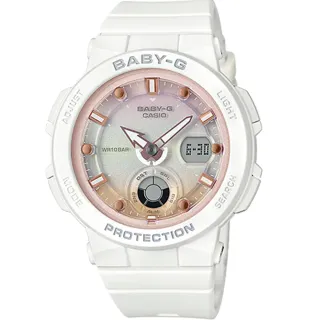 【CASIO 卡西歐】Baby-G 海洋渡假 霓虹手錶-白 新年禮物(BGA-250-7A2)