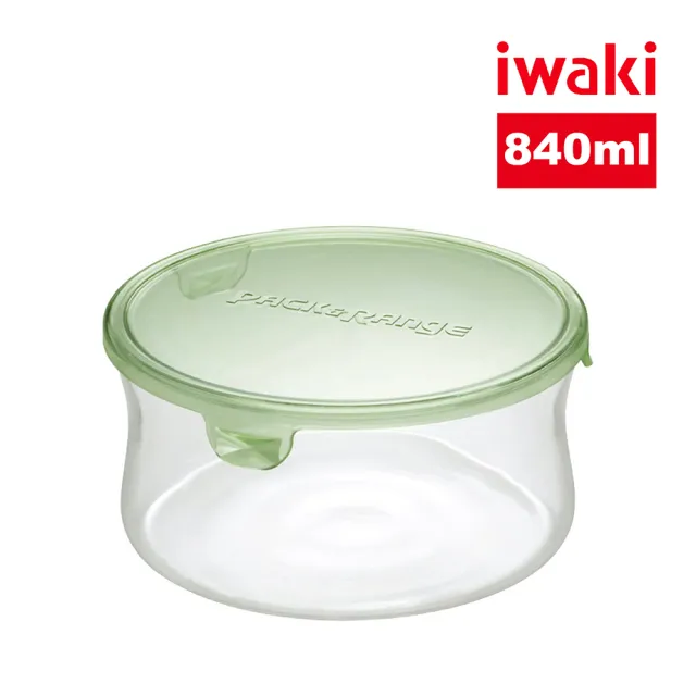【iwaki】耐熱玻璃圓形微波保鮮盒840ml(綠色)