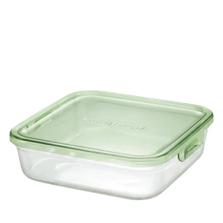 【iwaki】耐熱玻璃方形微波保鮮盒800ml(綠色)